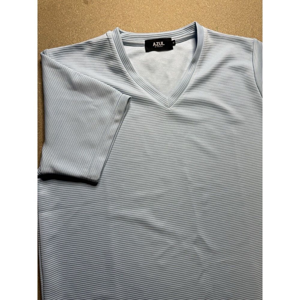 Azul By Moussy Cut And Sew T-Shirt Short Sleeve V-Neck Cotton M Blue